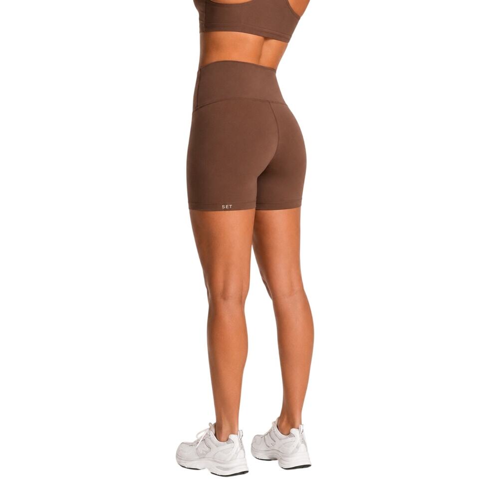 SET Active Women's Brown High-Waist Athletic Bike Shorts